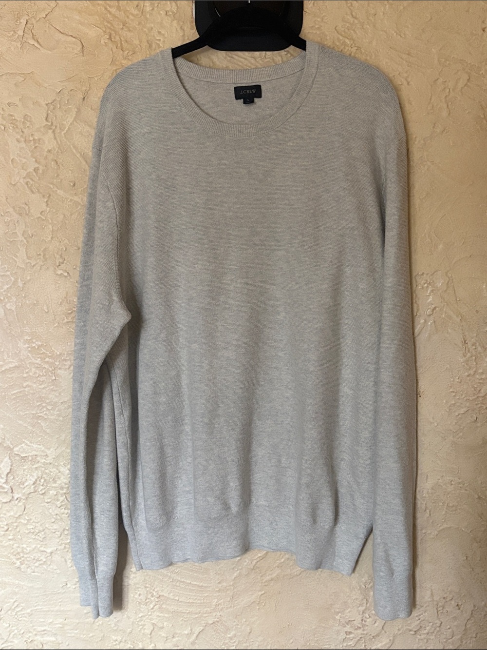 J J CREW Cotton crewneck sweater in garter stitch  H6060 SZ L
